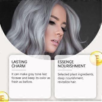 2Pcs Hoeoa Silver Gray Hair Spray - Long-lasting Moisturizing and Nourishing Plant-based Hair Treatment - Stylish Hair Color Styling