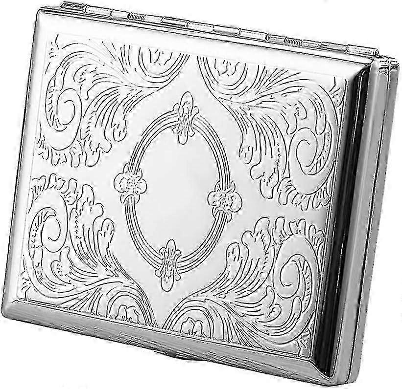 Stylish Silver Cigarette Case 20pcs Capacity 84mm Metal Box Gift