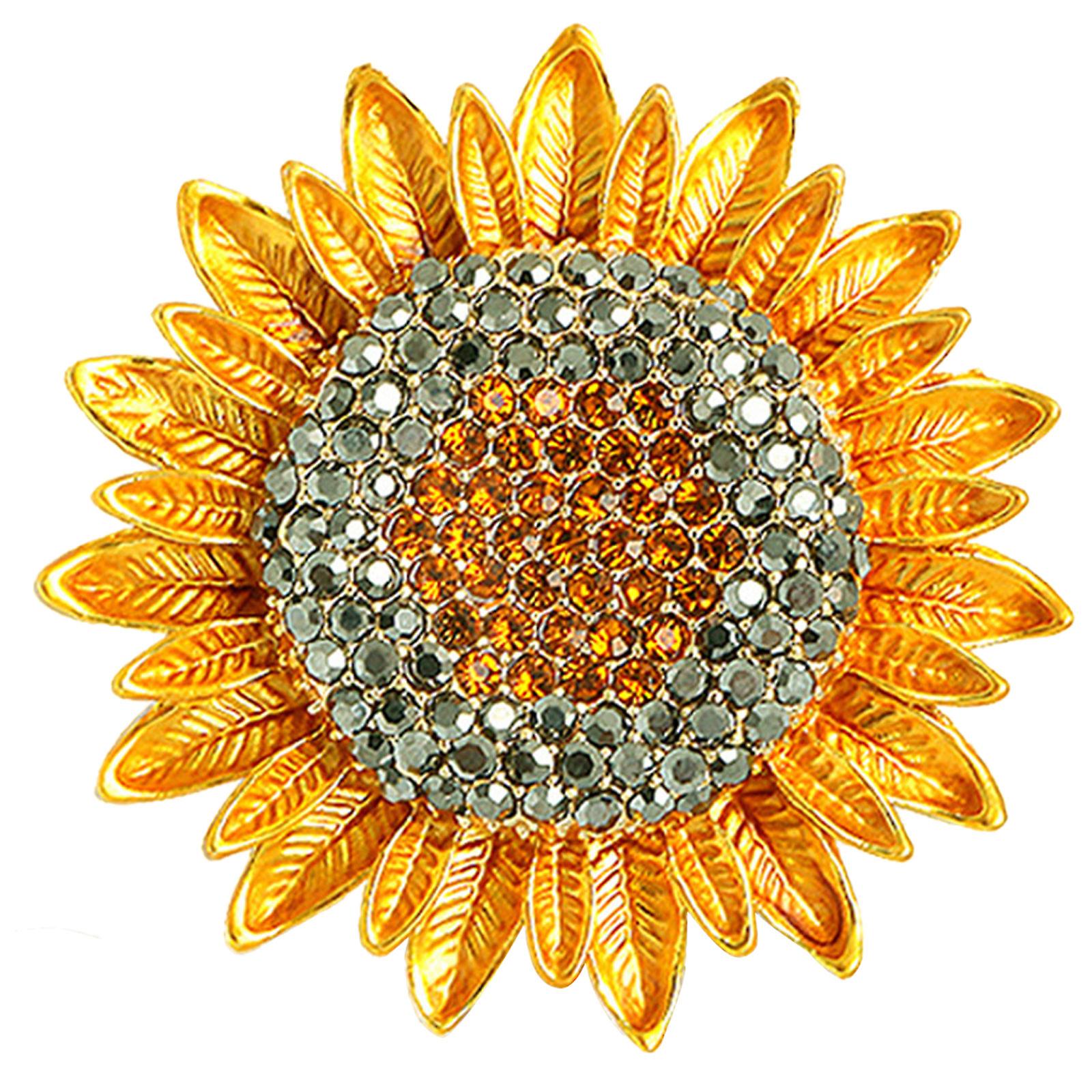 Pour strass Broche Tournesol Femelle Épingle haut de gamme Petit Corsage Parfumé Badge