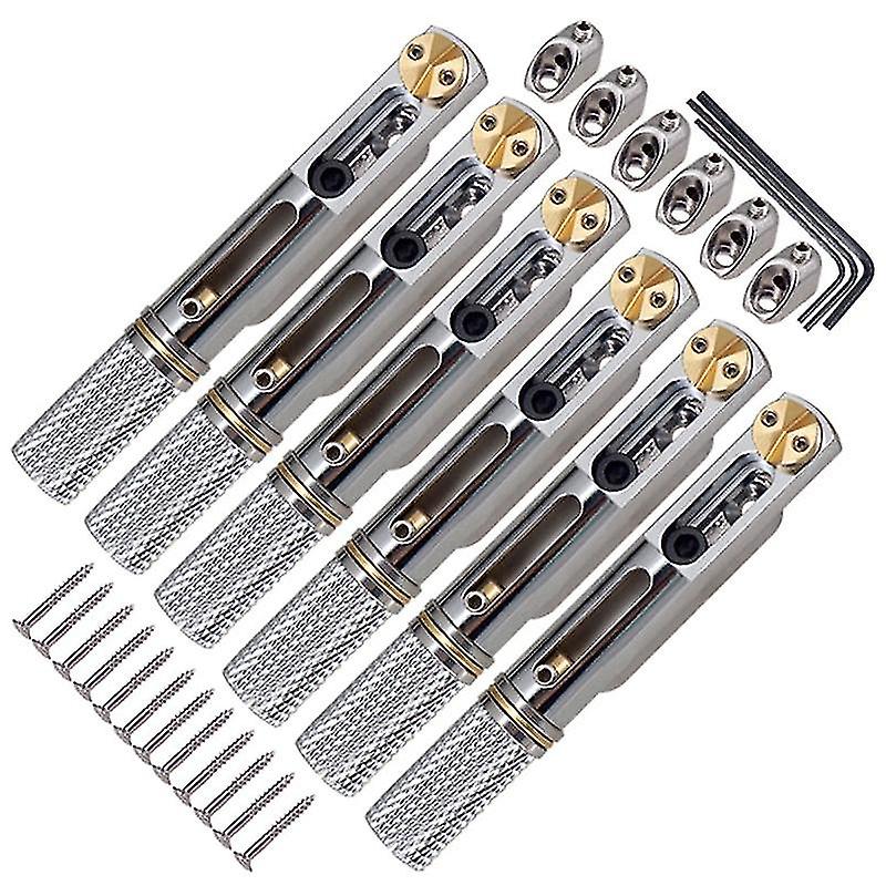 6pcs Split Single Branch Headless Fixed Guitar Bridge With Screws For Electric Bridge Guitar Access