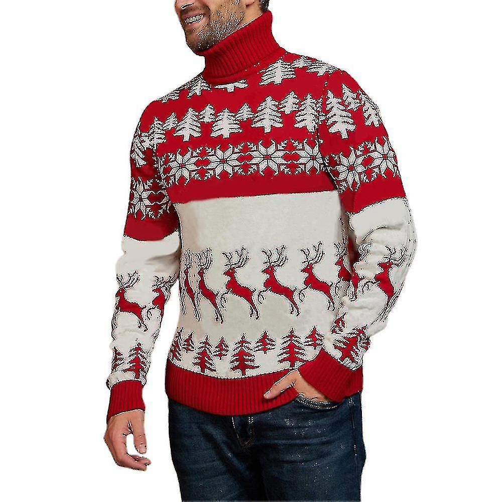 Frauen Männer Paar Weihnachten Pullover Pullover Tops Warm High Neck Strickpullover Winter