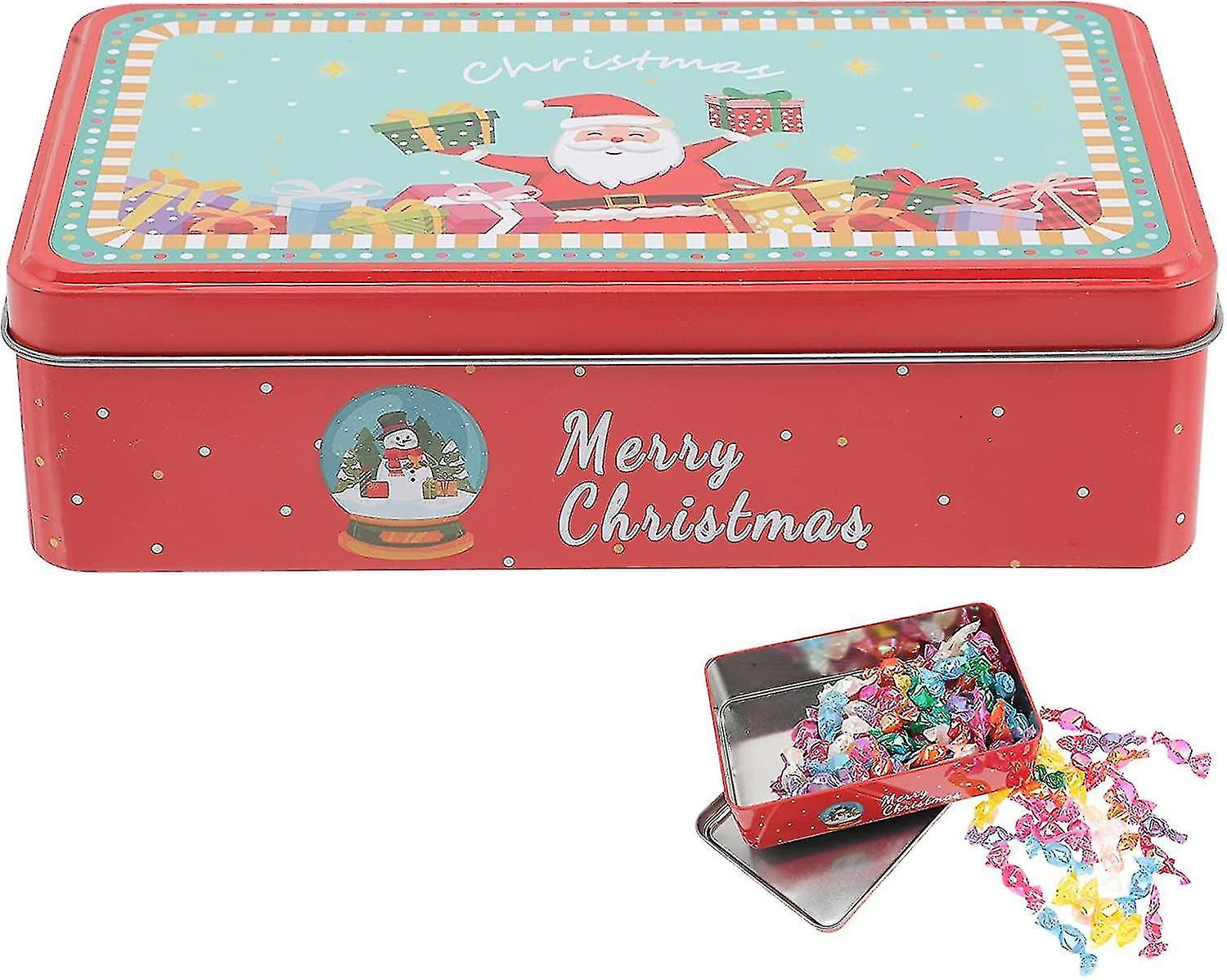 Christmas Cookie Tins, Large Capacity Rectangles Christmas Tinplate with Lids Cookie Containers for 
