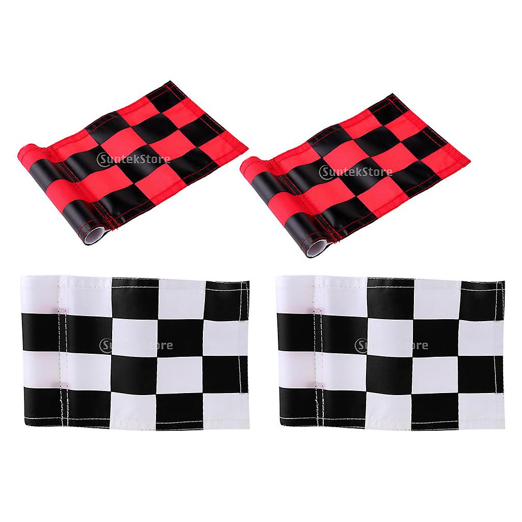 4pcs Golf Practicing Training Nylon Putting Green Solid Chequered Flag Flags