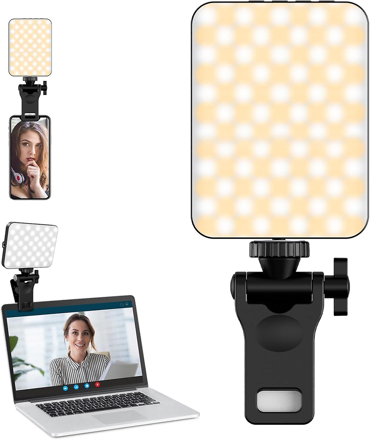 Clip Fill Video Light - 80 LED High Power Rechargeable Light, 3 Light Modes for Phone, iPhone, Android, iPad & Laptop, for Makeup