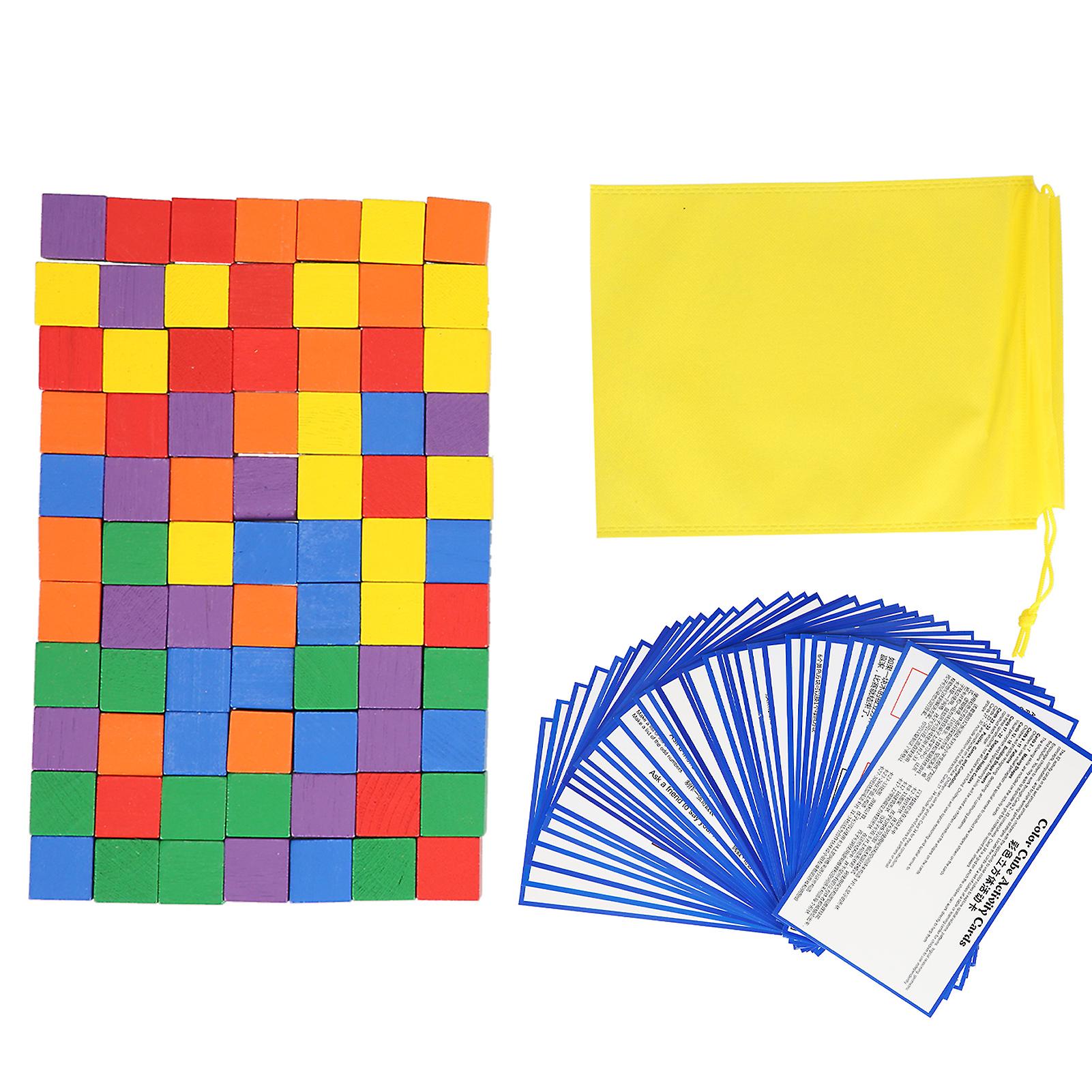 120-Piece Wooden Counting Cubes for Math Lessons - Includes Storage Bag