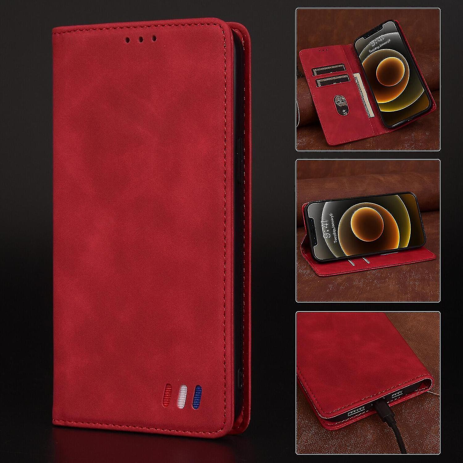 Compatible With Iphone 13 Case Magnetic Closure Wallet Book Flip Folio Stand View Leather Cover Shoc