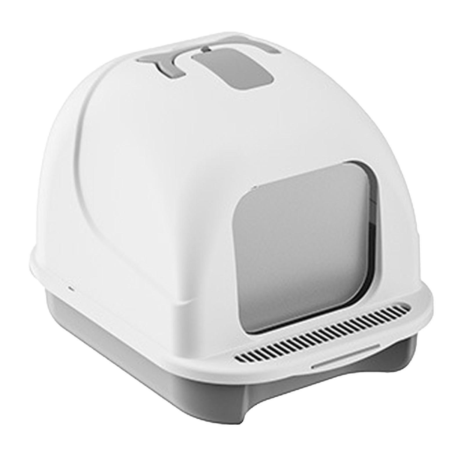 Large Fully Enclosed Cat Litter Box 47cm White Odor Control