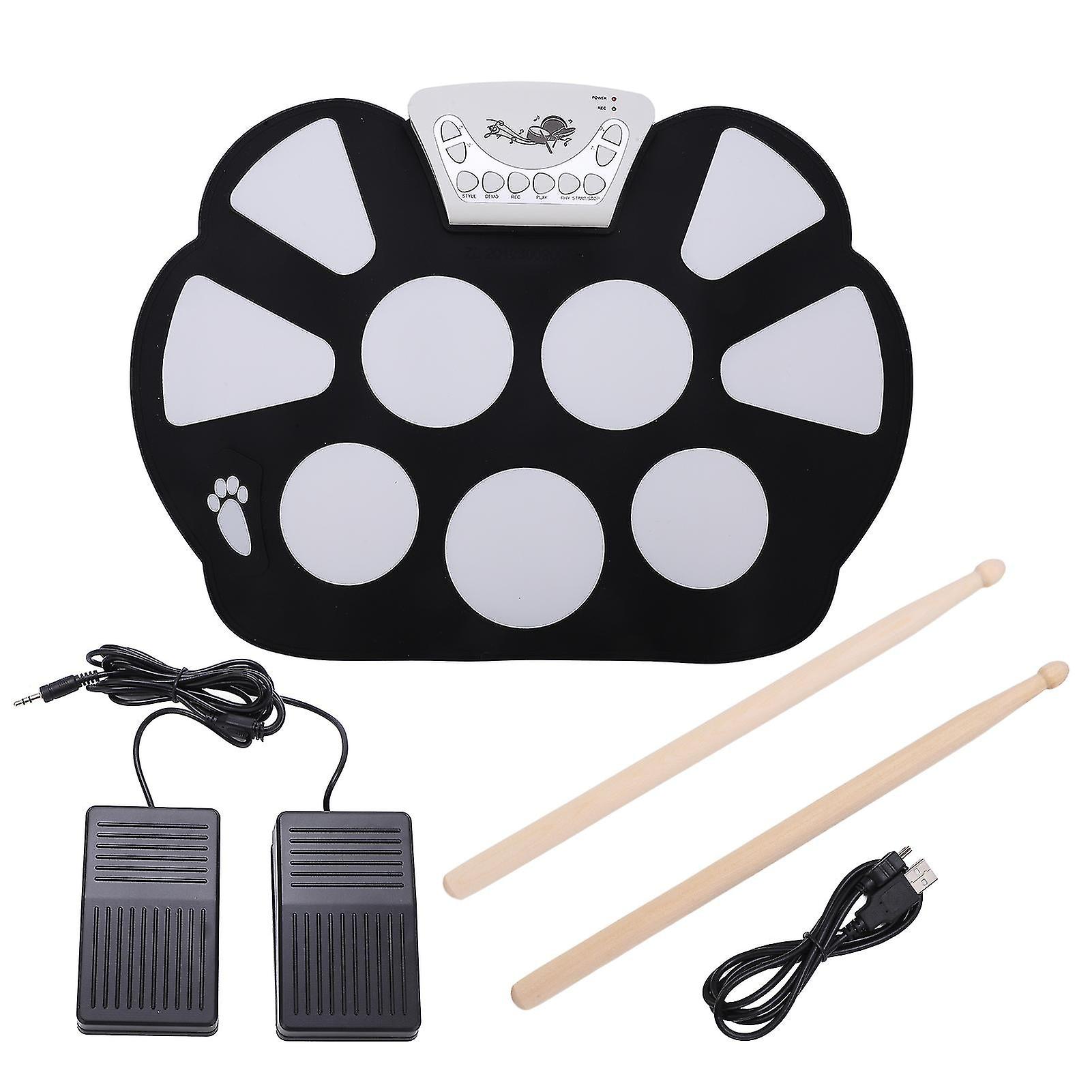 Roll Up Drum Kit 9 Pads Portable Electronic Drumsets Drums Practice Pad For Beginner Kids