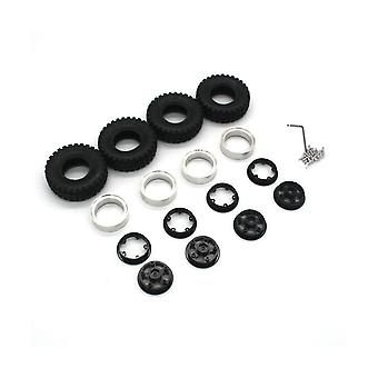 4pcs 55mm 1.0 Metal Bead Wheel Rubber Tire Set For Axial Scx24 4m Fms 1/18 1/24 Rc Car Upgra