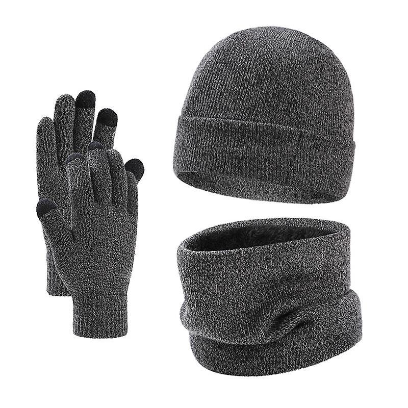 Men Winter Woolen Hat Scarf And Gloves Set