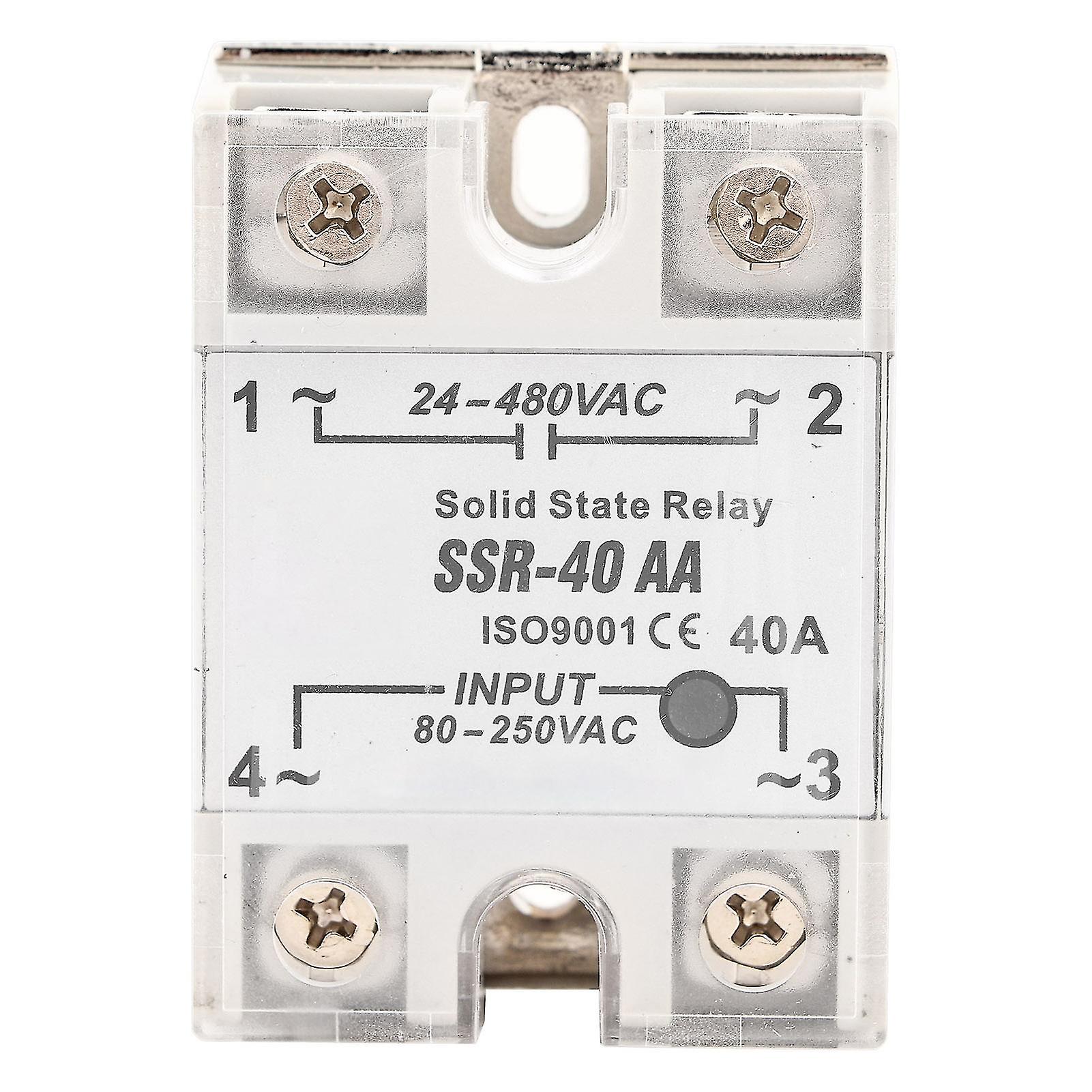 SSR`40Aa 40a AC 90-250V to 24-480V Solid State Relay Module,AC-AC Current Resistance Regulator HJDU5