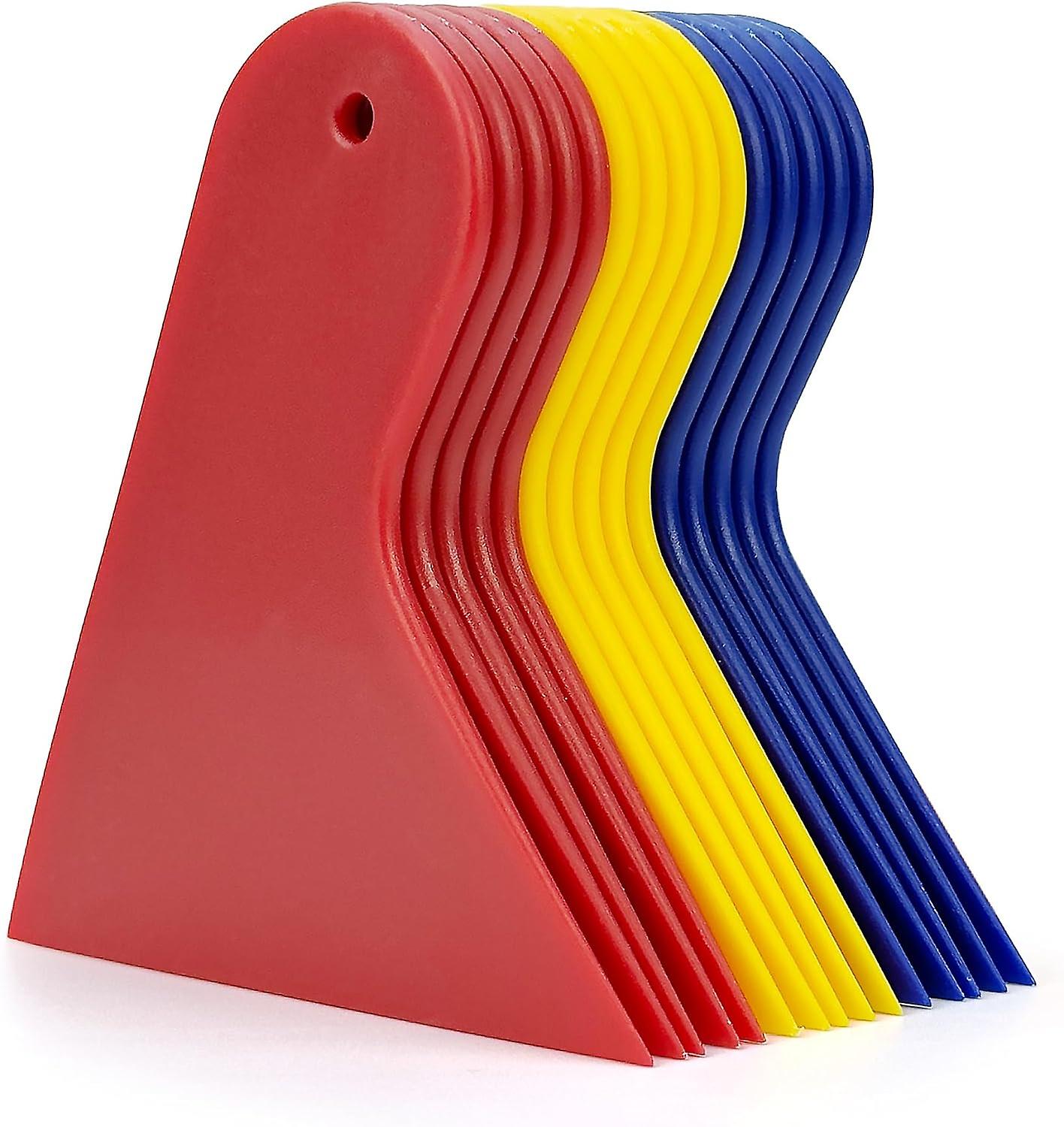 Plastic Small Scraper Set, Vinyl Wrap Squeegee, Decal Applicator, Window Tint Squeegee, Car Body Filler Spreaders,(15Piece,Three Colors)