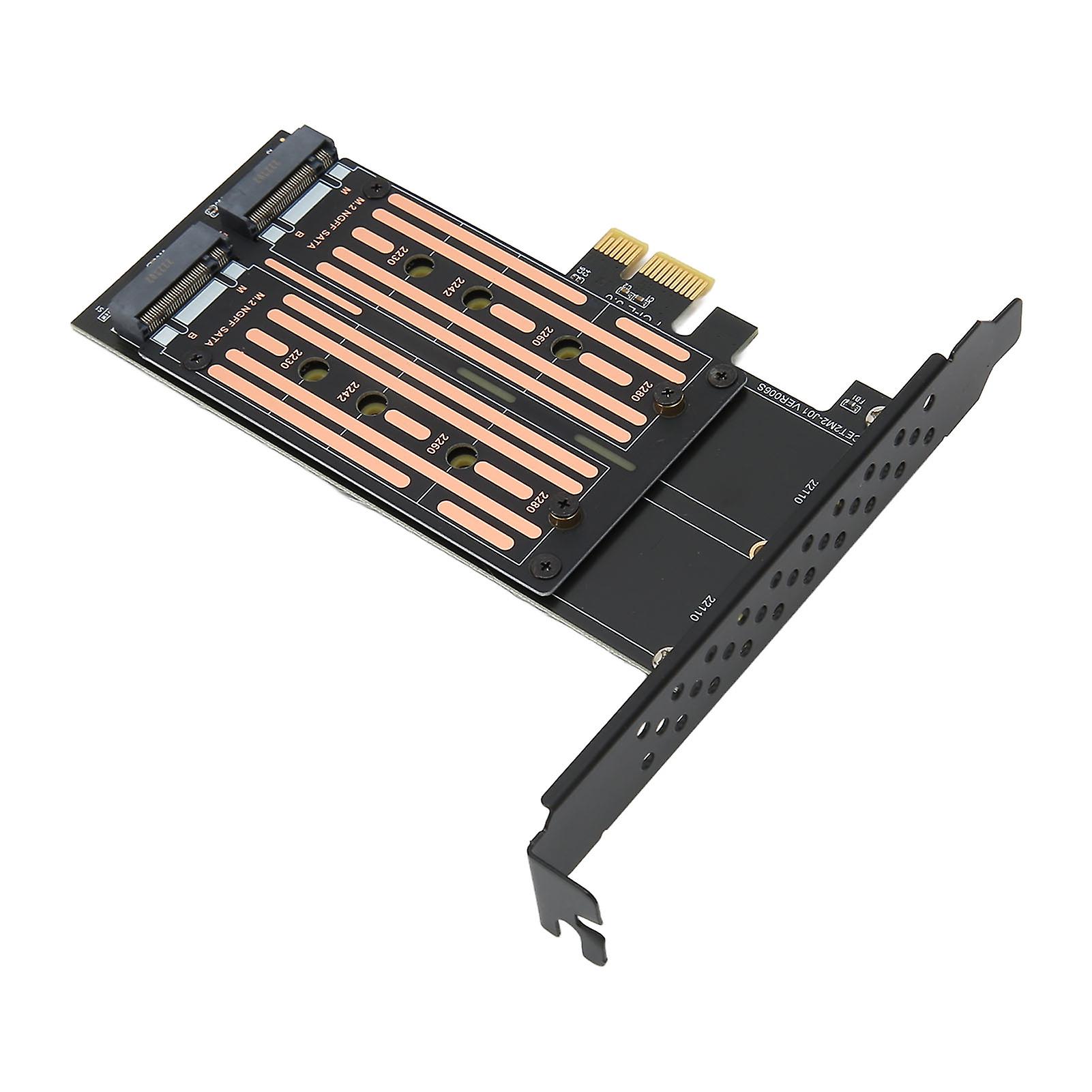 M.2 SATA SSD NGFF to PCIE Adapter Up to 6Gbps NCQ MSI Supported Plug and Play Dual M.2 PCIE Adapter for Desktop Chassis