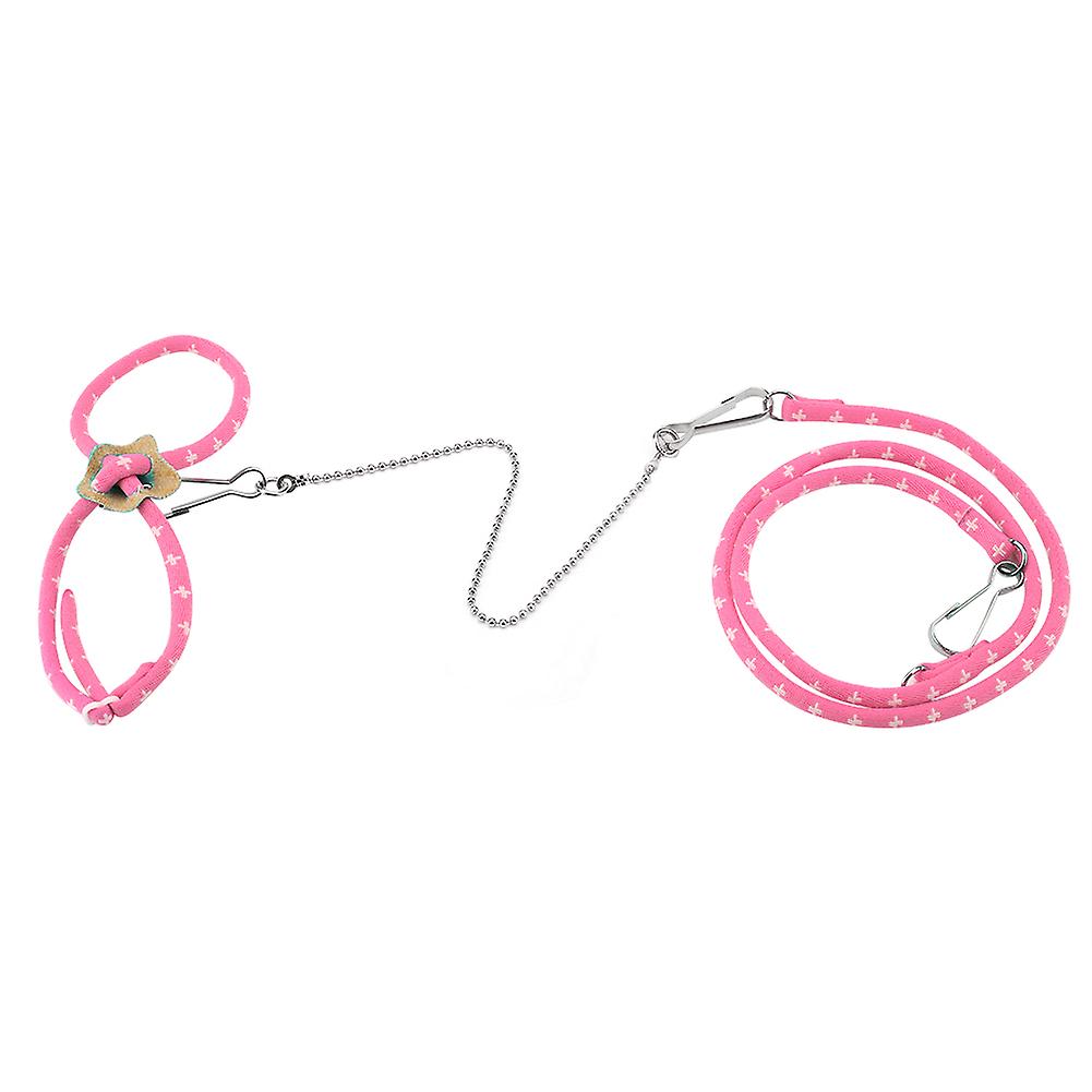 Adjustable Hamster Mouse Harness Training Leash with Bell (Pink)