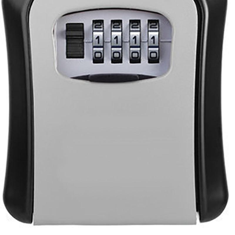 Key Box Wall Mounted 4 Digit Aluminium Alloy Simple Safe Key Lock Box for Site Apartment Factory Gray