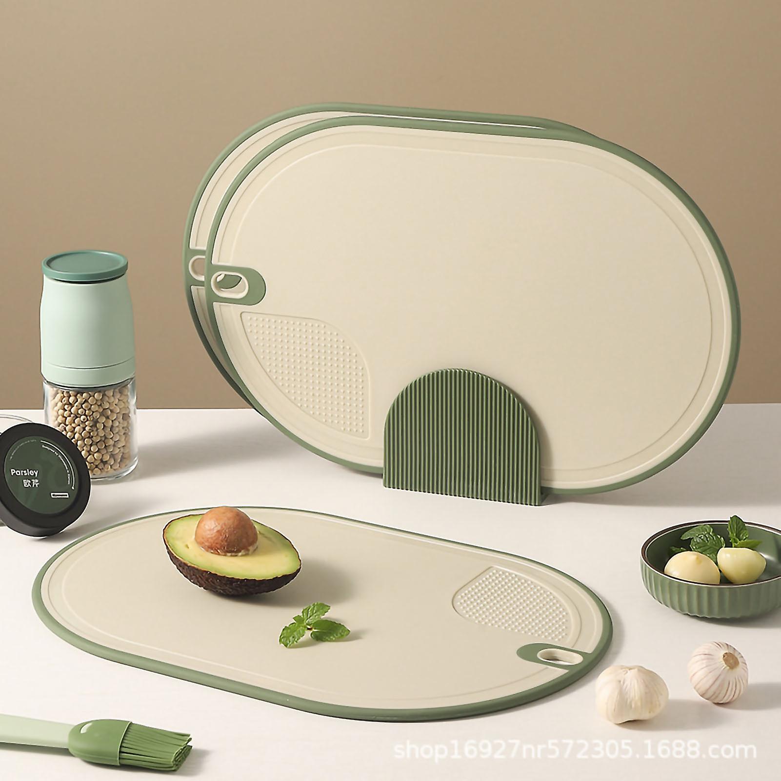 3pcs Double-Sided Food Grade Plastic Cutting Board Set with Holder