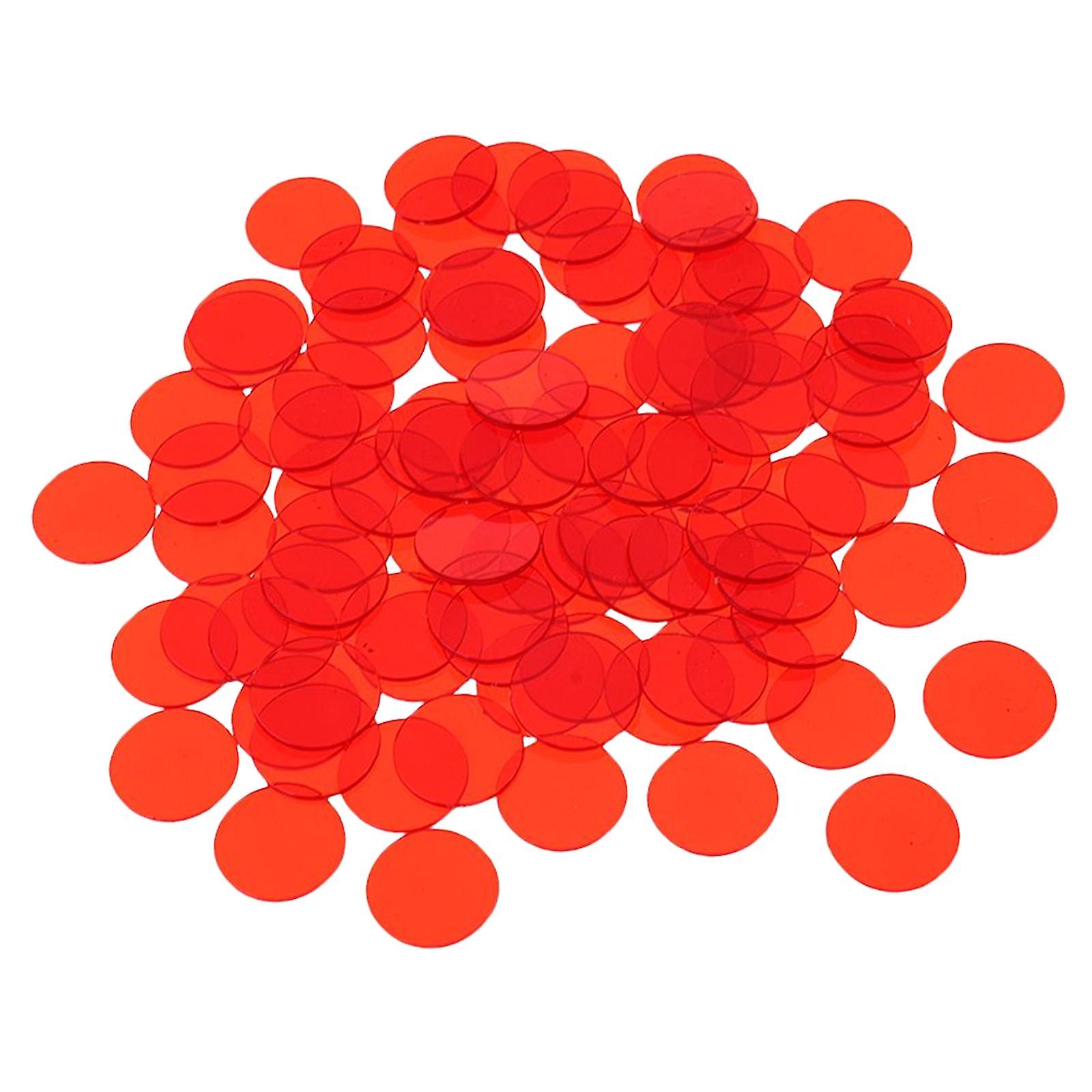 100Pcs Plastic Bingo Chips Markers for Roulette Games Learning Math Counting Red