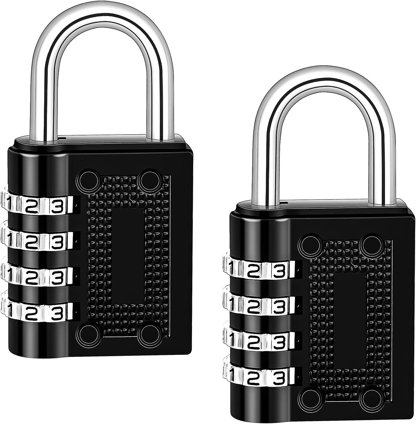 Pack of 2 4-Digit Code Padlock, Zinc Alloy Combination Padlock Code Locker Padlock for Suitcase Locker College Gym Airplane(Black)