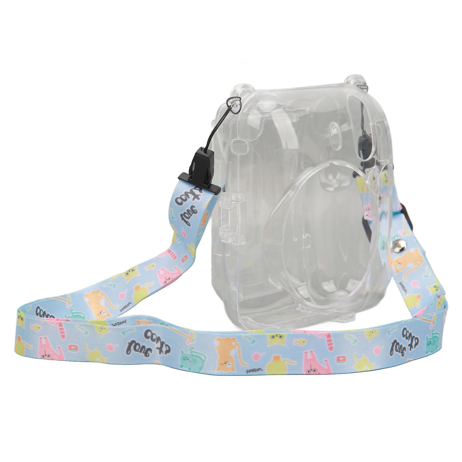 Instant Camera Case Kit Shoulder Strap Sticker Camera Case Durable Camera Protective Clear Case for Instax Mini 12 Blue 