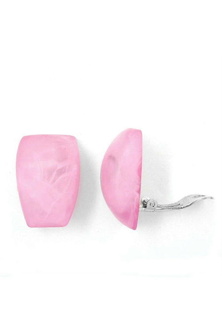 Clip-on Earring Trapezium Pink Marbled - Gl00259