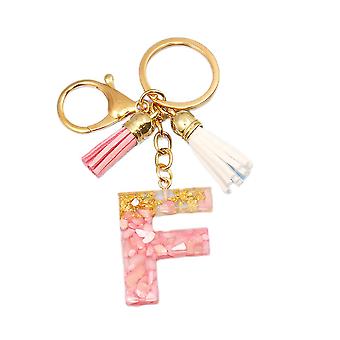 SBMLV-Cute Initial Keychain A-Z Letter Sparkly Glitter Key Chain Premium Bag Charm Keychain Accessories (F,2PCS)