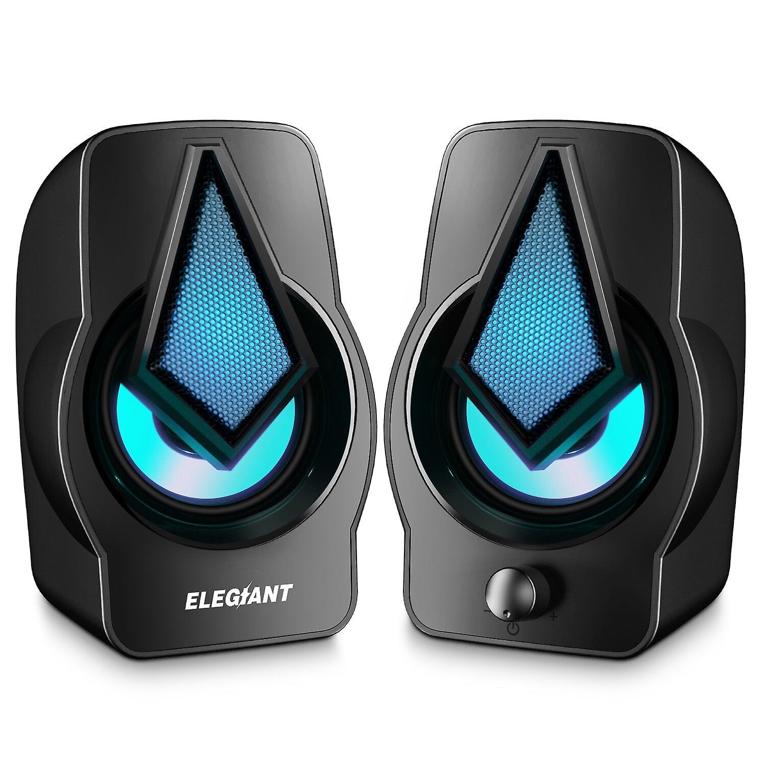 Speakers 2.0 Usb Powered Stereo Volume Control With Led Light Mini Portable Gaming Speakers 3.5mm For Pc Cellphone Tablets Desktop Laptop
