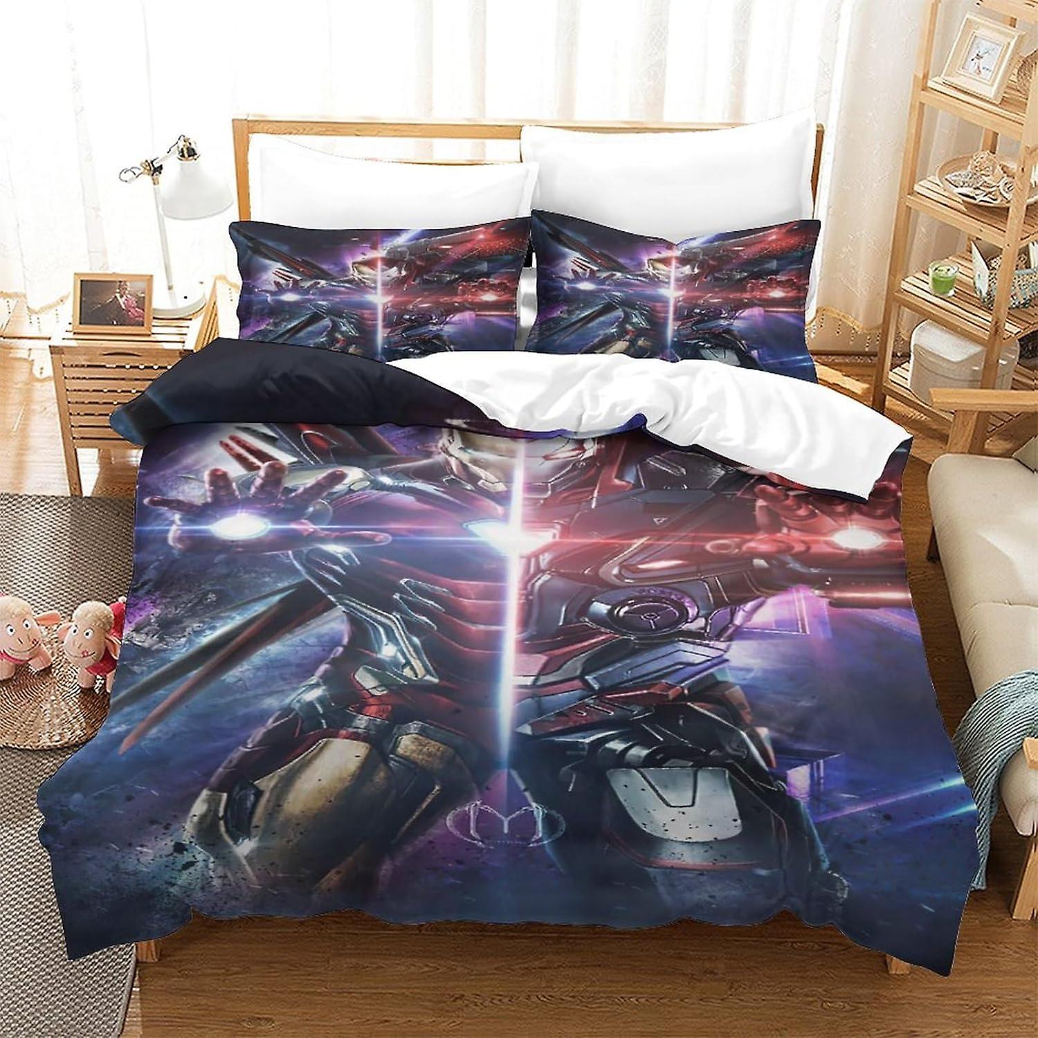 EKENOZ Iron Man Duvet Cover Set 3 Pcs 3D Printed Bedding Superhero Quilt Cover Comforter Cover with Zipper Closure For,Ultra Soft Microfiber Double