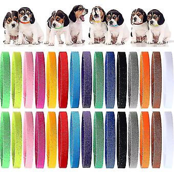 45 Pieces Whelping Collars Double-sided Newborn Pet Identification Bands 3 Sizes Adjustable Collars Soft Co