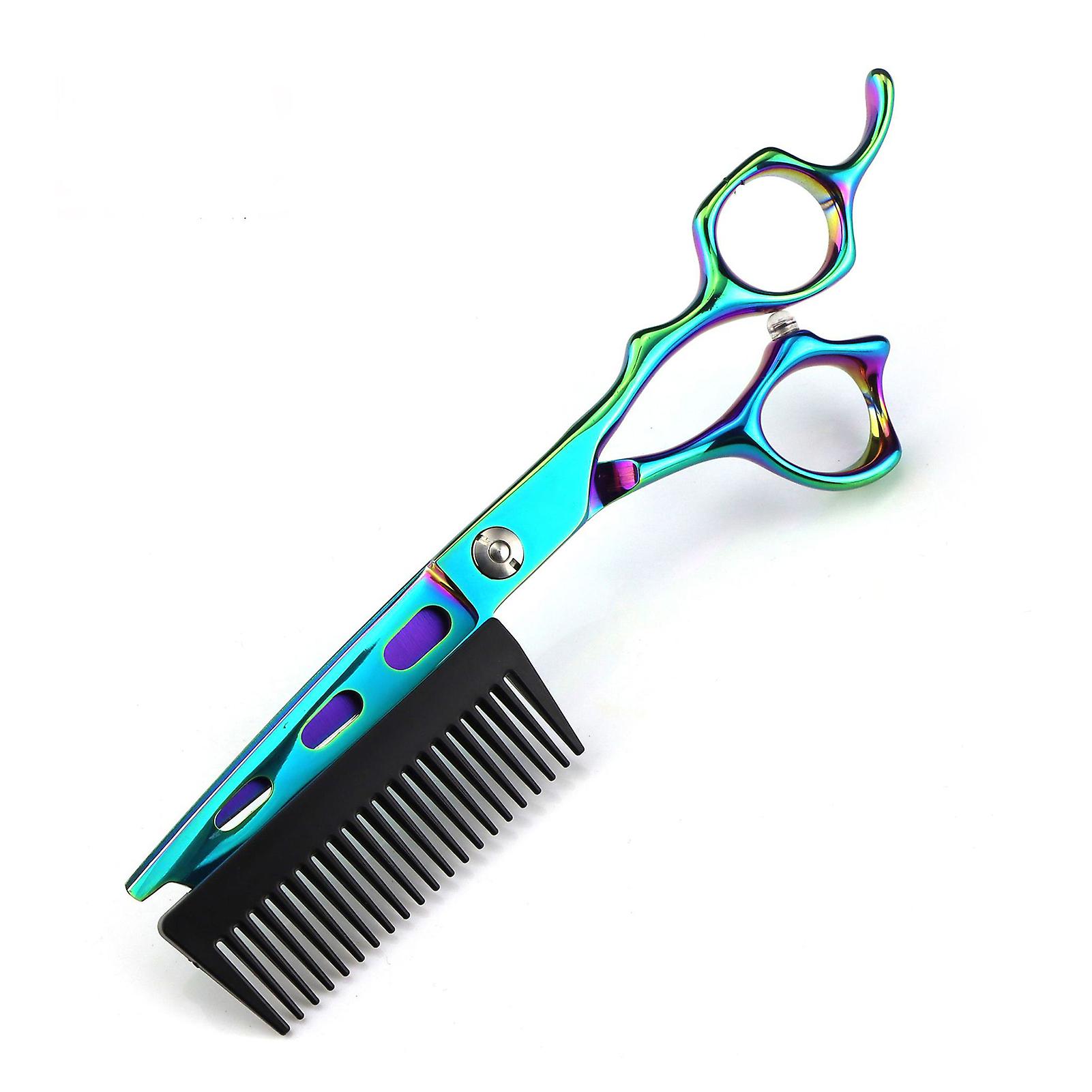 Color Hairdressing Scissors with Comb Multifunctional Bangs Scissors Hair Styling Tool