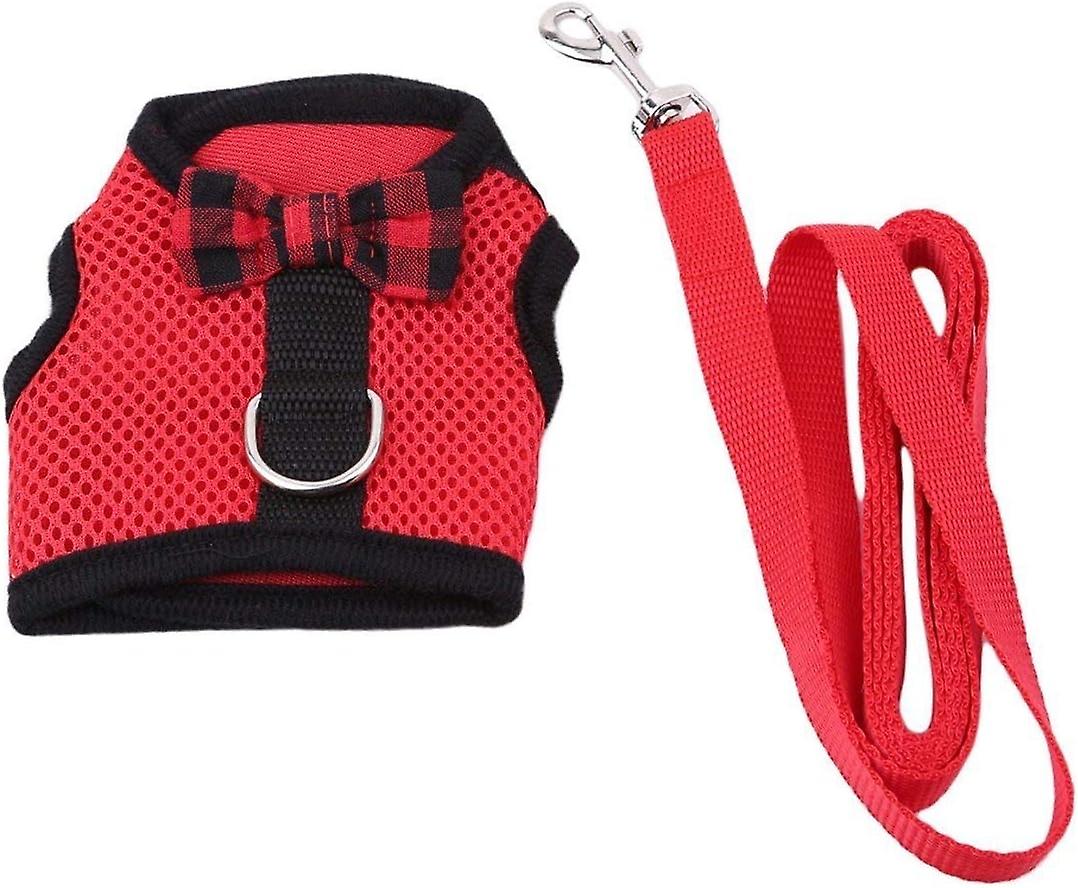 Rabbit Harness with Leash Adjustable Soft Mesh Vest Harness for Bunny Kitten Guinea Pig Rat (S, Blac