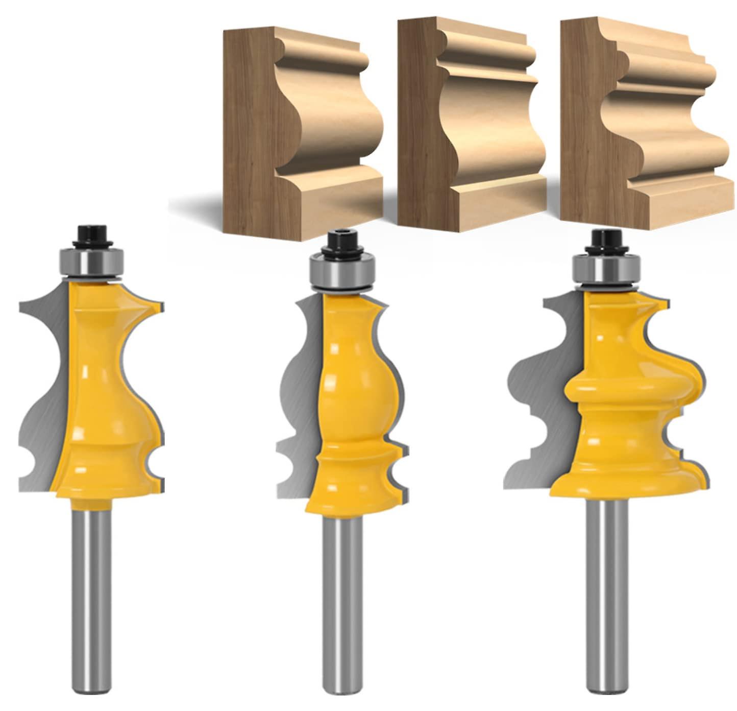 Set of 3 Router Bits for Architectural Moldings 8 mm, Router Bit for Woodworking