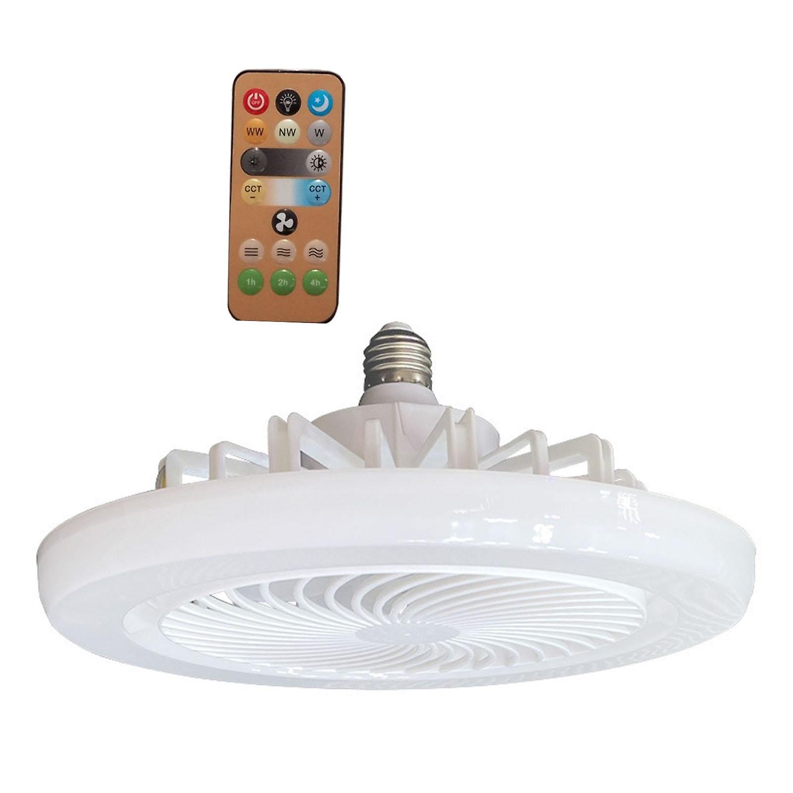 Ceiling Fan with Light Quiet Low Profile E27 for Bedroom Living Room Kitchen 3 Light Color