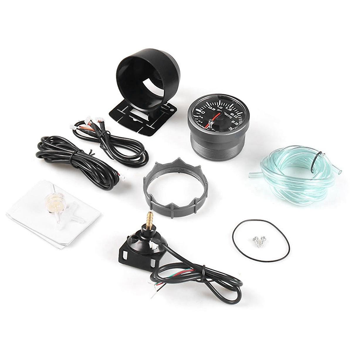 2.5 Inch 60mm Car Turbo Boost Gauge 3 BAR White&Amber Dual Led Display with Warning Car Gauge Car Meter