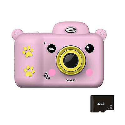 ピンクの子供のデジタル カメラの子供のおもちゃ 2.4 インチ HD スクリーン 32GB SD カード az22239 付き