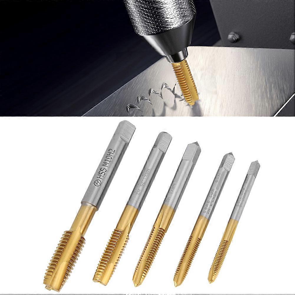 5Pcs M4-M10 Cobalt HSS Machine Taps Gold Silver Thread Tools