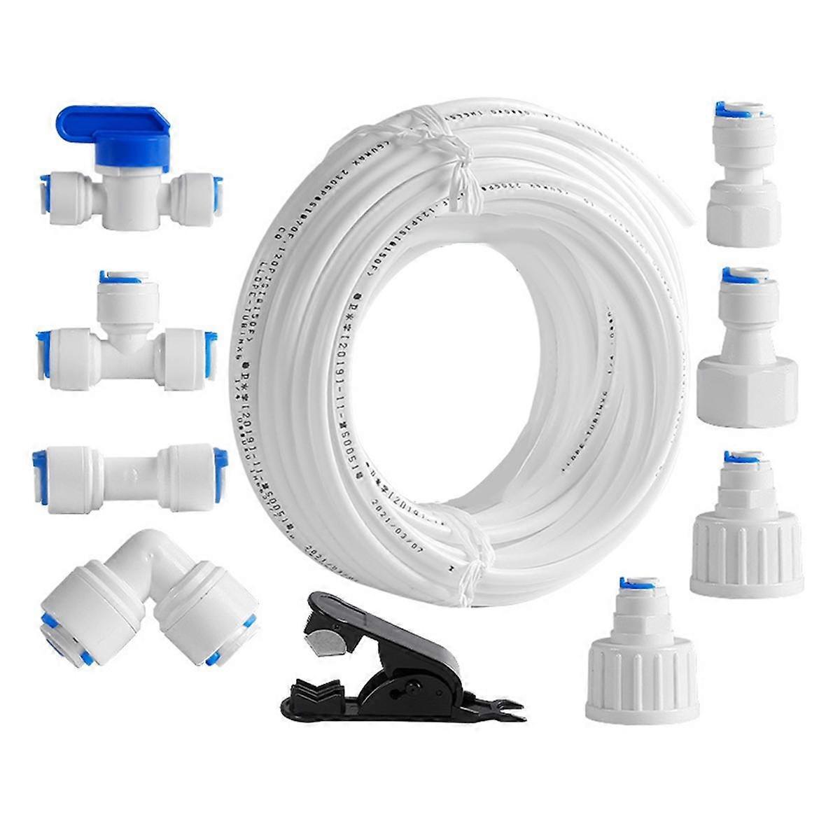 Refrigerator Water Line Kit Connection and Compression Ice Maker Installation Kit,OD Tubing with Qu