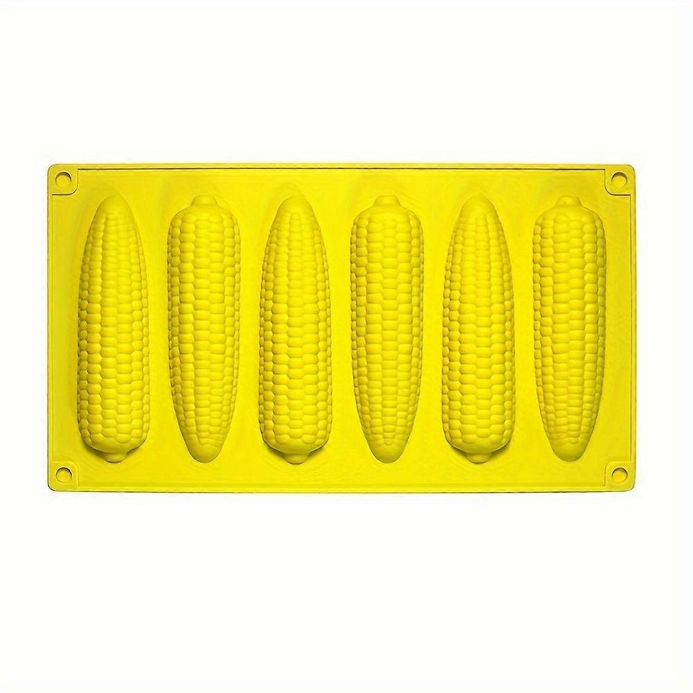 6-Cavity Corn Shape Silicone Baking Mold for Chocolate, Pudding, Ice, Non-Stick Silicone Baking Tray for Cookies and Cakes