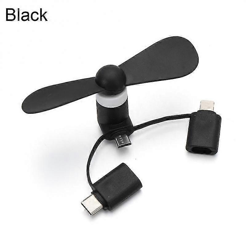 3-in-1 Usb Fan Electric Phone Fan Cooling For Smartphones Type-c Micro Usb Port Portable Mini Fans For