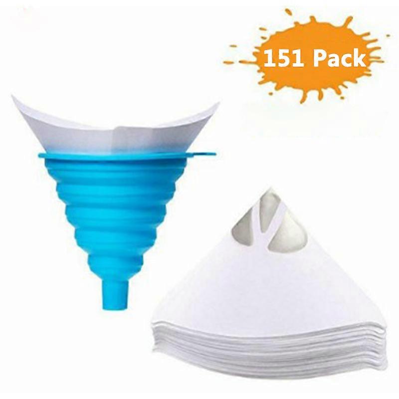 Silikontrattset för billackering, säkra silar för stora billackeringspapper, trattkit, blå, 150 st. papperstratt, 1 silikontratt