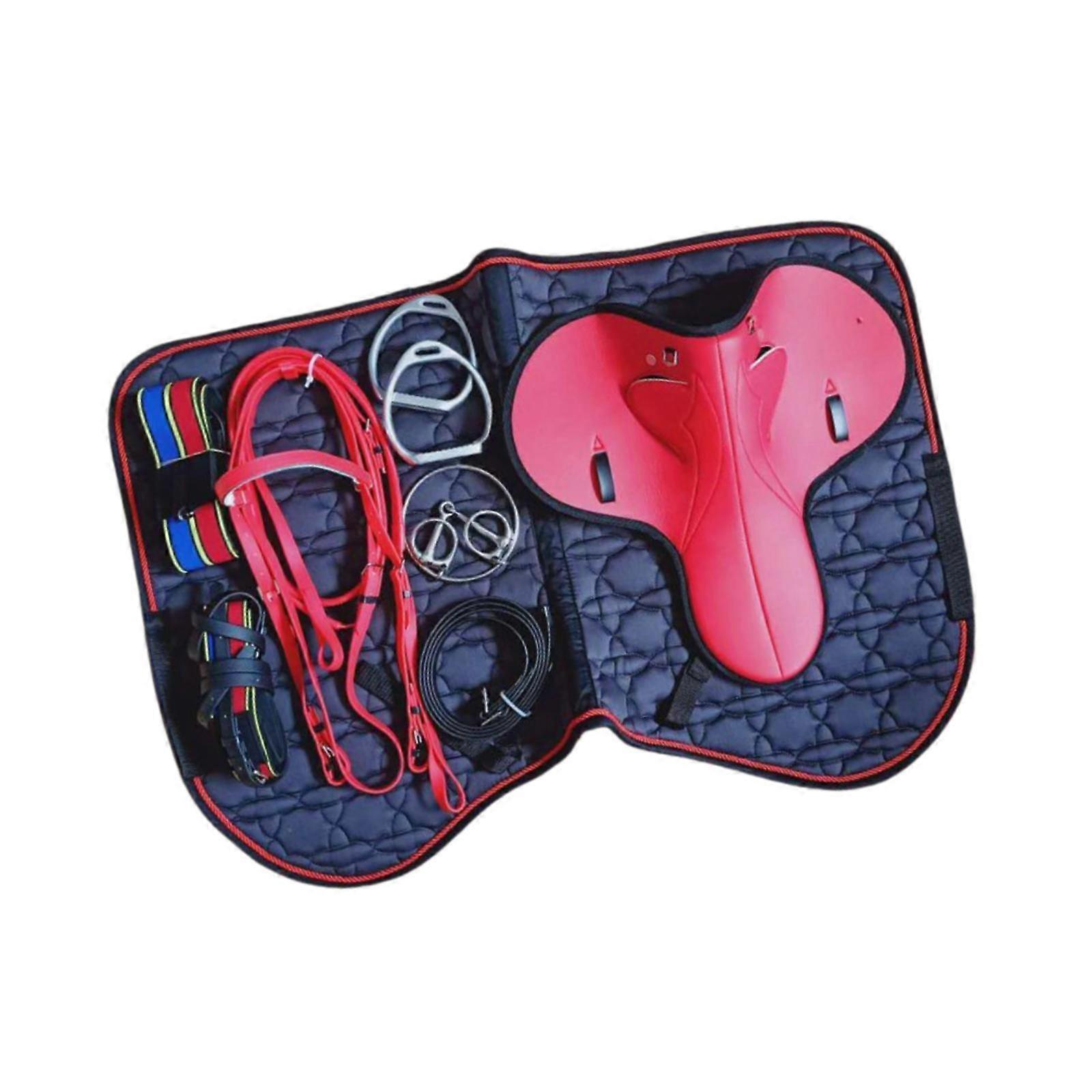 Horse Saddle Starter Kit Horse Bits Saddle Combo Bridle Exercise Saddle Red
