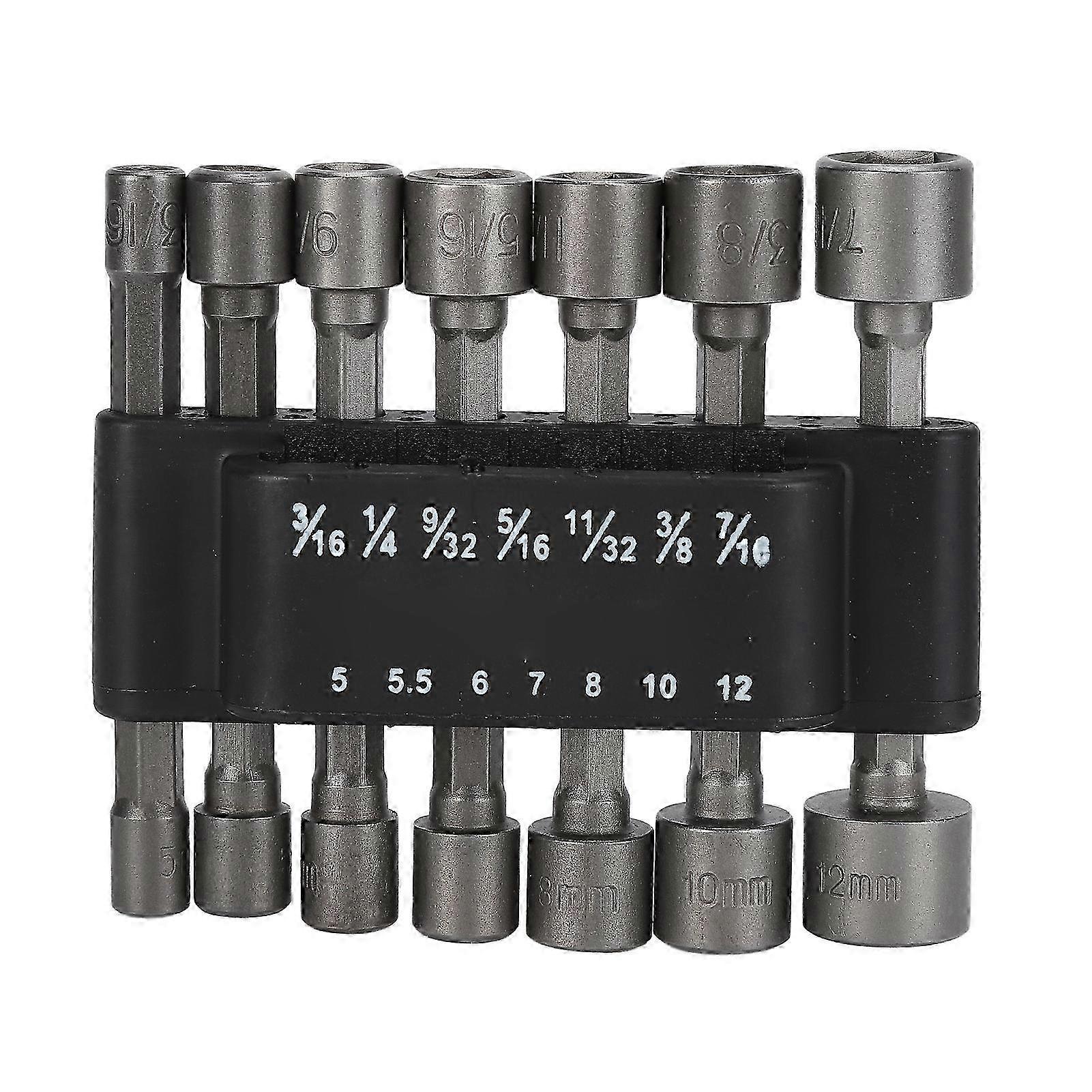14Pcs Nuts Driver Drill Bit Chrome Vanadium Steel ABS Hex Power Socket with Storage Base_Dec