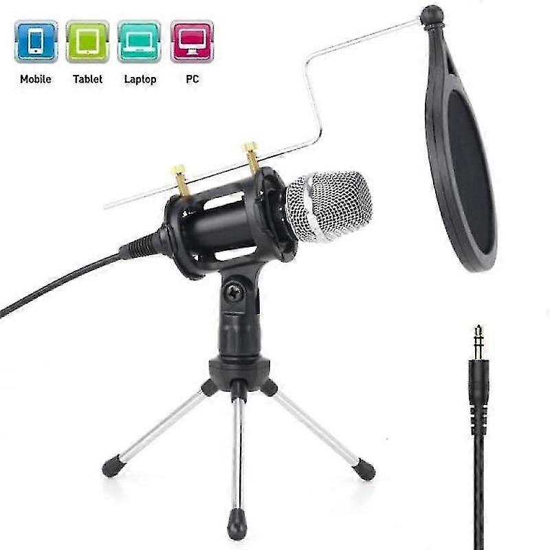 Mikrofon Metall-Kondensator-Mikrofon für PC / Laptop-Aufnahmemikrofon, Mikrofon-Set, Heimstudio-Set, Kondensatormikrofon, Mikrofonhalter