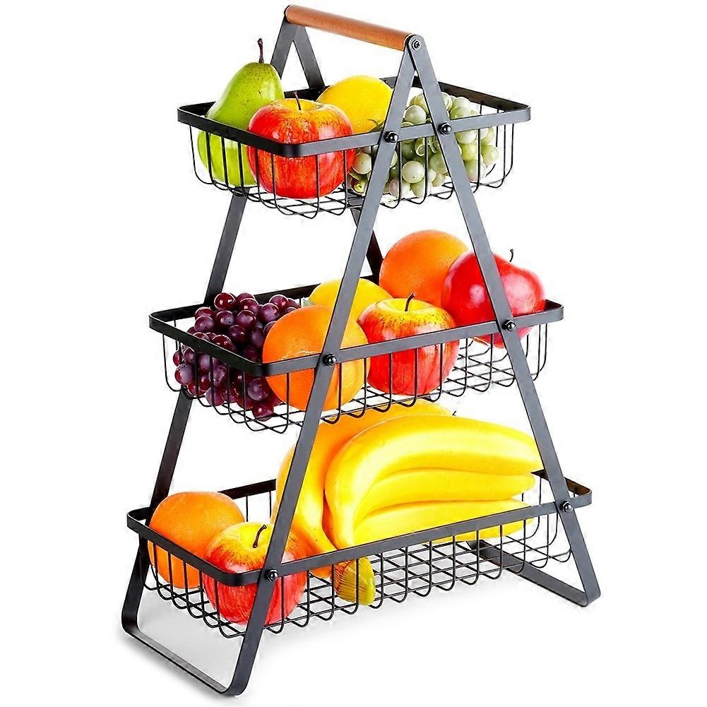 Three-Tier Fruit Basket and Vegetable Basket in Loft Style