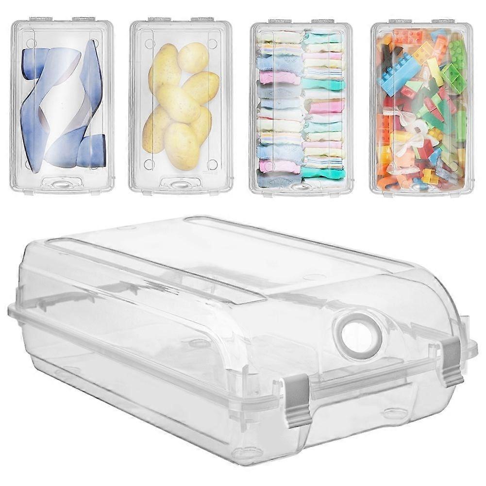 Transparent storage box with lid and ventilation holes