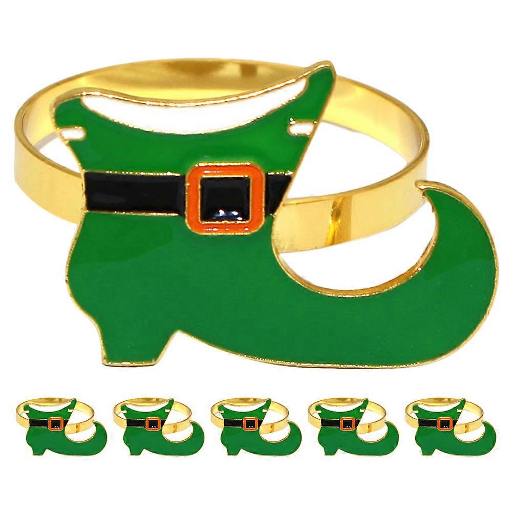 6pcs St Patrick's Day Serviette Rings Napkin Rings Irish Table Metal Serviette Buckles Decor