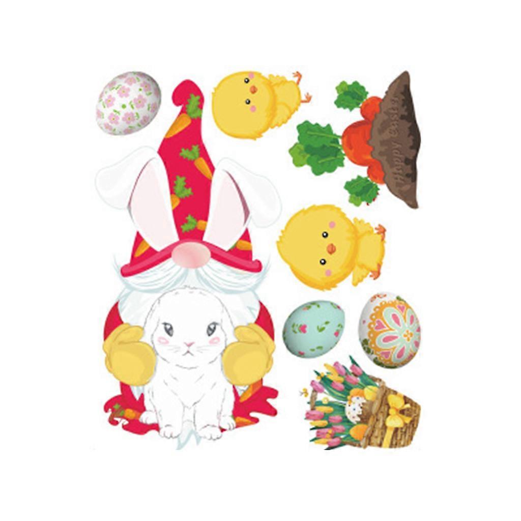  1/4 Sheet Easter Gnome Window Clings Stickers Eggs Rabbit Fridge Decals Decor