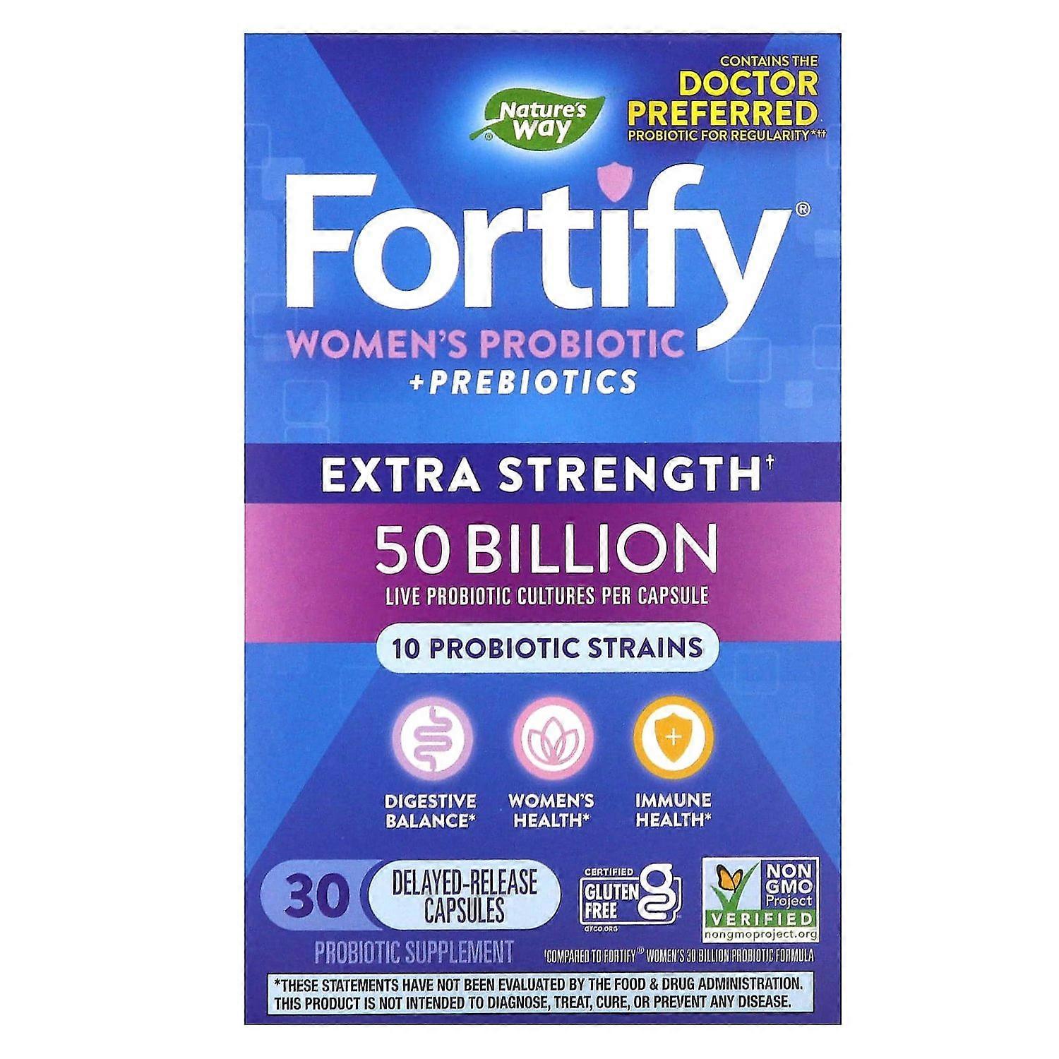 Nature's Way, Fortify Women's Probiotic + Prebiotics, Extra Strength, 50 Billion, 30 Delayed-Release
