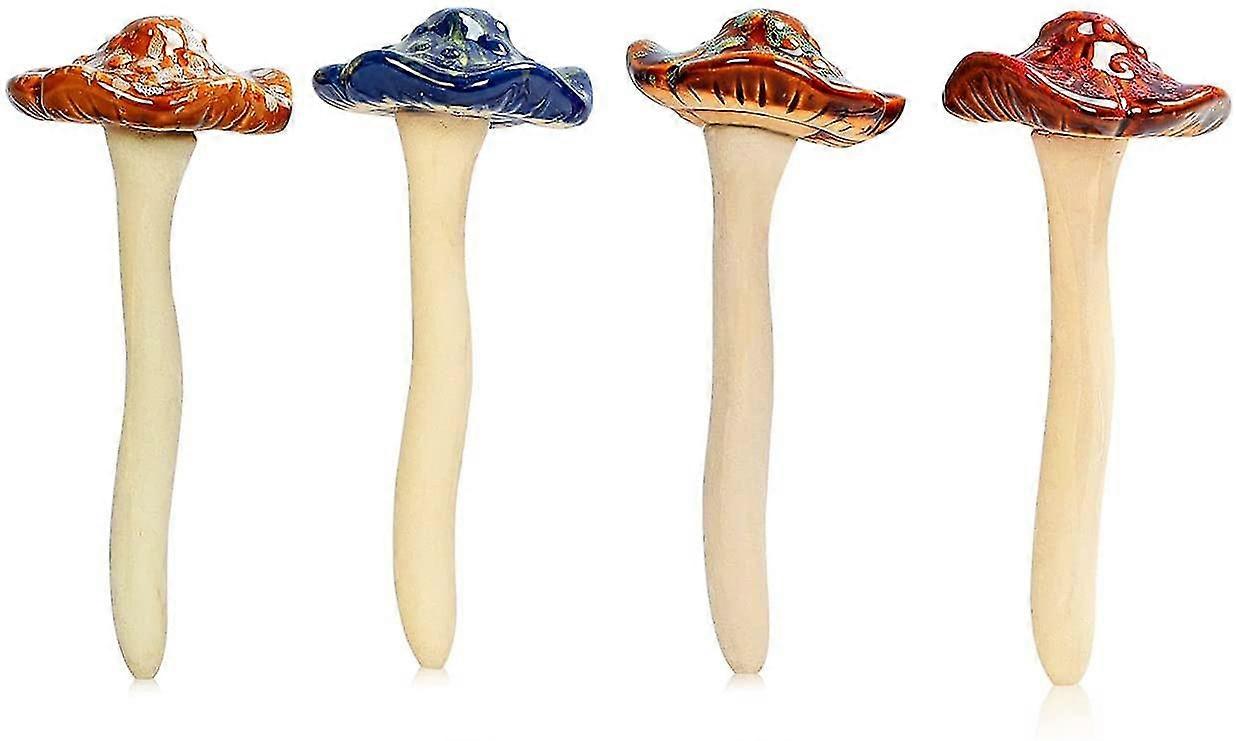 حديقة الديكور الفطر المكونات في، السيراميك اللون الزجاجي، مناسبة لفناء حديقة شرفة (4 قطع)