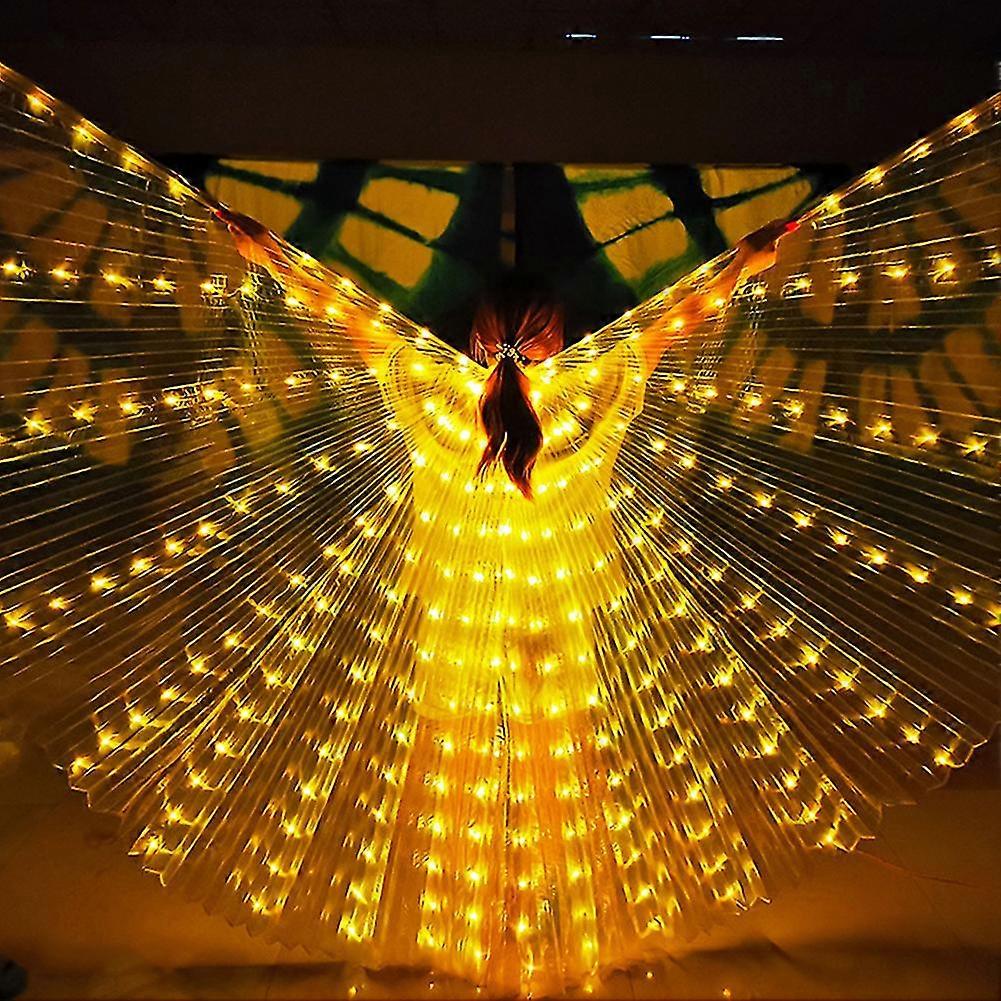 Adjustable Stick 57" Long Led Isis Wings Belly Dance Cloth Performance Costumes Adult With Stick Multicolor
