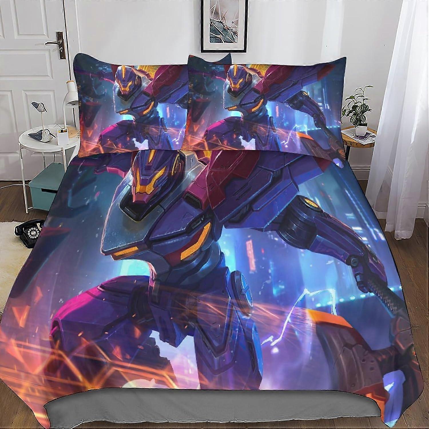 Arena of Valor AOV beddengoed set 3D dekbedovertrek, 3-delige print, microvezel beddengoed dekbedovertrek met ritssluiting kussenslopen